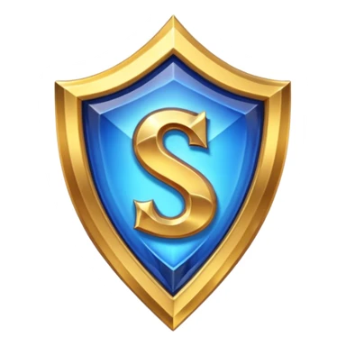 Create a custom emoji badge featuring a stylized, glossy letter “S”. Style it after the Challenger rank from League of Legends. Use gold & sapphire blue colors, radiant glow effects, and a majestic, high-prestige frame.
 sticker