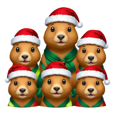 Capybara con gorrito de navidad con un montón de poses para paquete de sticker de WhatsApp  sticker