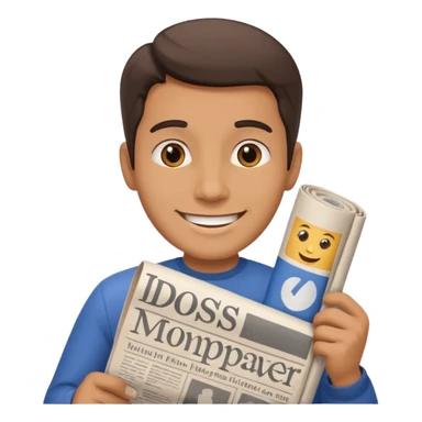 man with rolled newspaper sticker