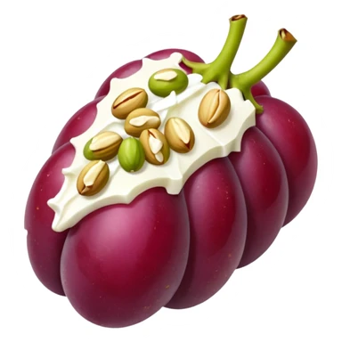 a red seedless grape covered in goat cheese rolled in pistachios drizzled with honey  sticker