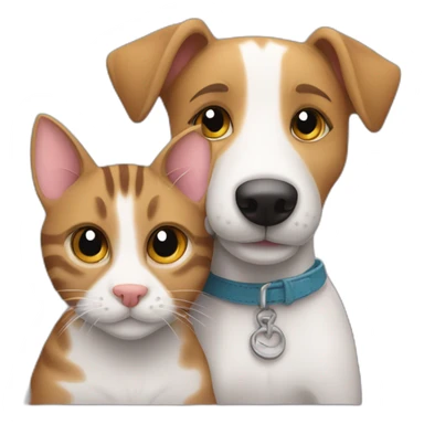 Tabby cat and Jack Russell dog hugging sticker