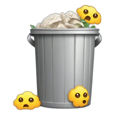 a trash can with a brain instead of a lid sticker