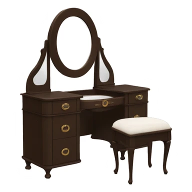 Brown elegant 1920s vintage vanity with round mirror   sticker