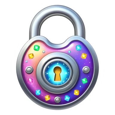 A magical lock with colorful sparkles and mystical glow around it sticker