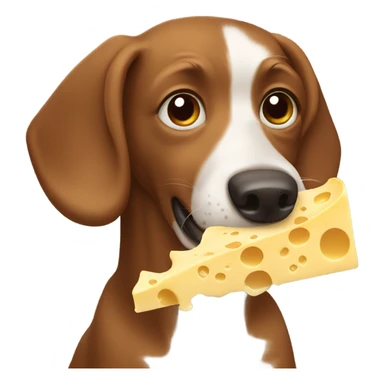 Brown dog eat cheese  sticker