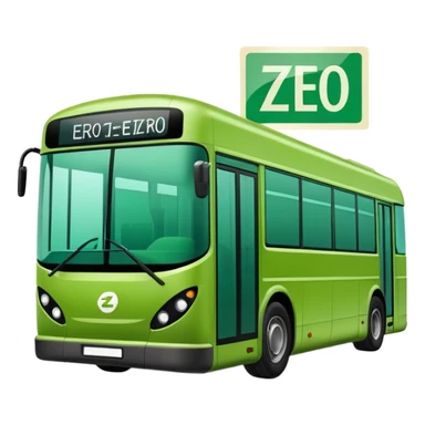 green electric bus with prominent zero euro banknote sticker