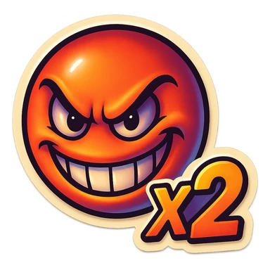 grin EVIL LOOk , Make it say "X2"" sticker