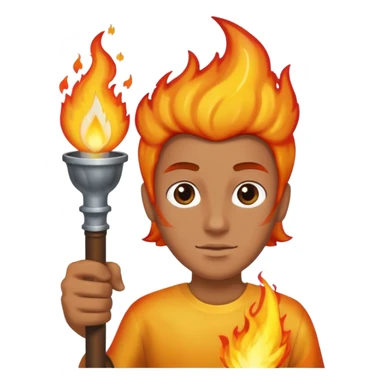 Person holding flaming torch sticker