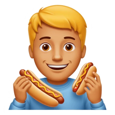 Guy eating hot dog sticker
