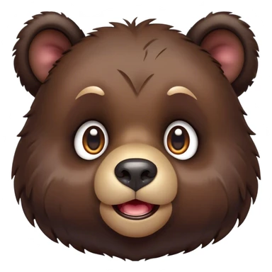 Cinematic Comical bear cub Portrait Emoji, Head tilted dramatically with an exaggeratedly amused expression, featuring a striking, glossy dark brown fur with bold fur texture, wide, expressive eyes filled with playful disbelief, Simplified yet hilariously expressive features, highly detailed, glowing with a slightly sassy glow, high shine, dramatic yet playful, stylized with an air of cheeky wilderness mischief, bright and endearing, soft glowing outline, capturing the essence of a spirited and over-the-top bear cub, so meme-worthy it feels like it could roar its way into internet fame instantly! sticker