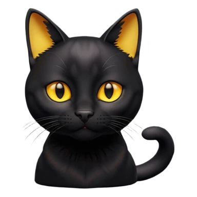A 3D cartoon jet-black Bombay cat with glossy fur, bright golden eyes, dramatic contrast lighting, Memoji-style cinematic look. full body. sticker