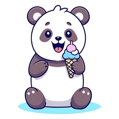 Panda eating ice cream sticker