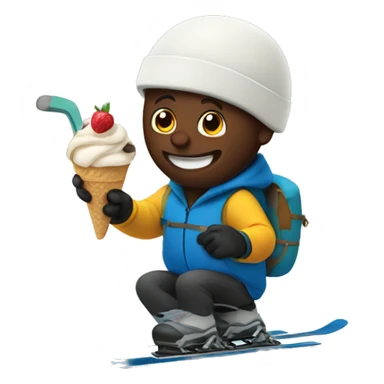Dave is eating an atripple scoop of ice cream while skiing down a mountain sticker