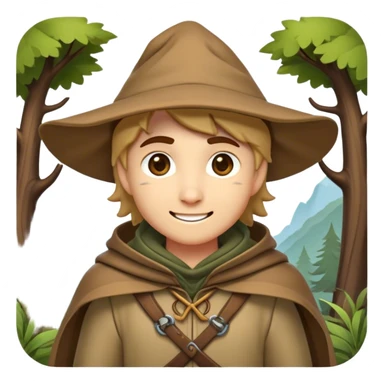 Clash of Clans aesthetic Playful Ranger Portrait Emoji, Head tilted with a friendly, mischievous smile and bright, curious eyes, featuring a compact, nimble build outfitted in rugged, earthy gear and a stylish cloak, his natural skin tone adding authenticity, Simplified yet irresistibly charming features, highly detailed, glowing with a warm, inviting forest glow, high shine, spirited and lively, stylized with an air of whimsical woodland adventure, soft glowing outline, capturing the essence of a playful ranger exuding friendly natural charm! sticker