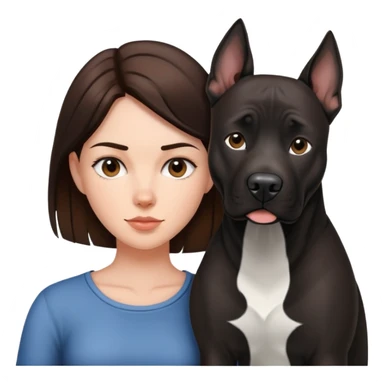 Brunette with a big black amstaff dog sticker