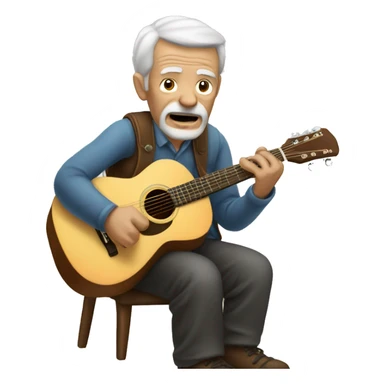 Old Man playing acoustic guitar  sticker