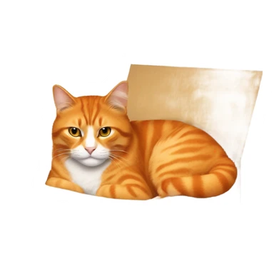 All orange cat in a big cardboard box sticker