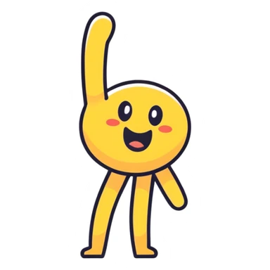 Awkward iOS style emoji holding hand up with a squiggly mouth sticker