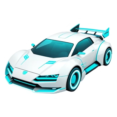 futuristic white and cyan cyberpunk car sticker