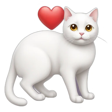 White cat with big heart love sticker