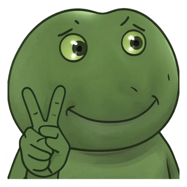 Crying kissy face holding up a peace sign  sticker