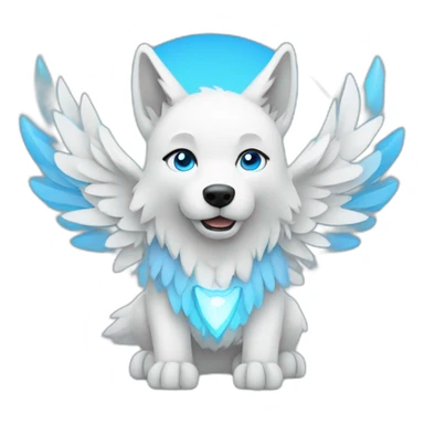 Whitelightblue wolf with wings and Hi Sign sticker