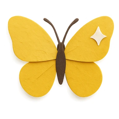 yellow butterfly with shine, paper craft style sticker