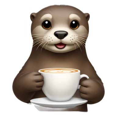 Otter with a disdainful expression sipping a latte sticker