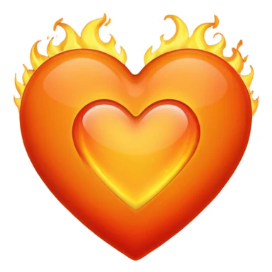 Corazón Naranja con un fuego  sticker