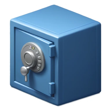 3d  isometric small safe in blue sticker