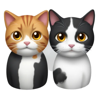 Two adults person, one black-white cat, one red-gray-white cat sticker