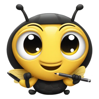 cute busy bee with pen sticker