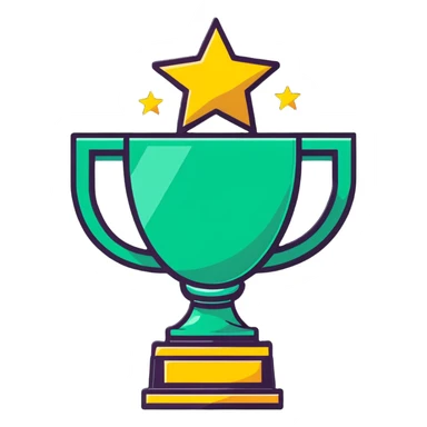 achievement trophy celebration with stars and ribbons sticker