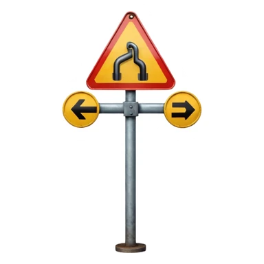 A 3D cartoon street sign showing a towing symbol, on a metal pole, clean background, Memoji-style rendering. sticker
