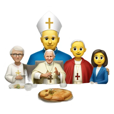 Pope John Paul II With normal family at the dinner. Pxar style sticker