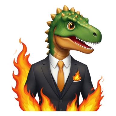 office dinosaur in a suit on a fire sticker