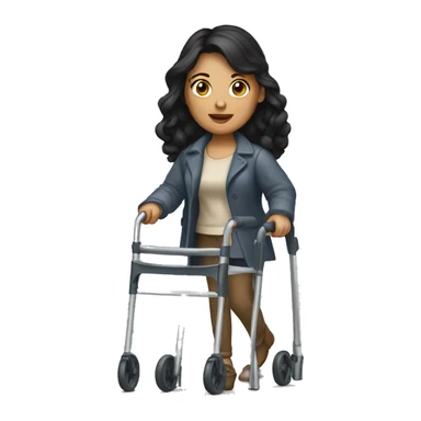 Dark haired woman with walker sticker