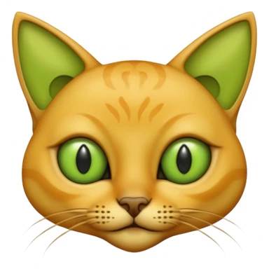 furless smooth dark yellow alien cat face with green ailen eyes sticker