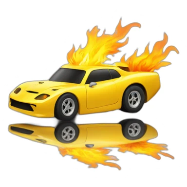 yellow racecar on fire sticker