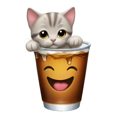 a kitten drinking cola sticker