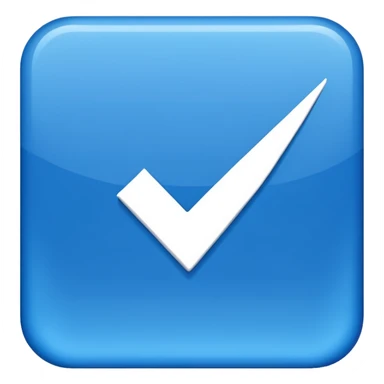 Make a symbol with a tilted blue colored square with a tick mark inside it in the middle. Make the edge of the square sharp. sticker