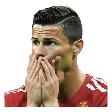 Cristiano Ronaldo hands on his face at defeat sticker