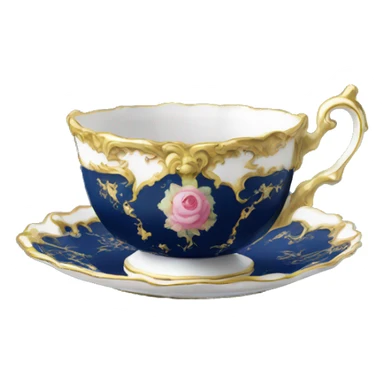 Rococo navy blue tea cup  sticker