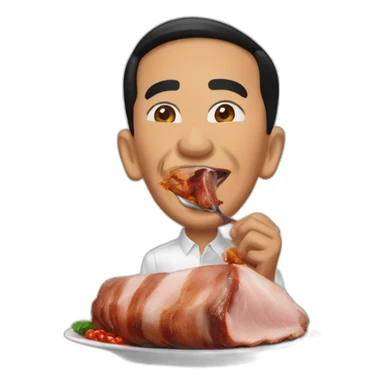 Jokowi eats roast pork sticker