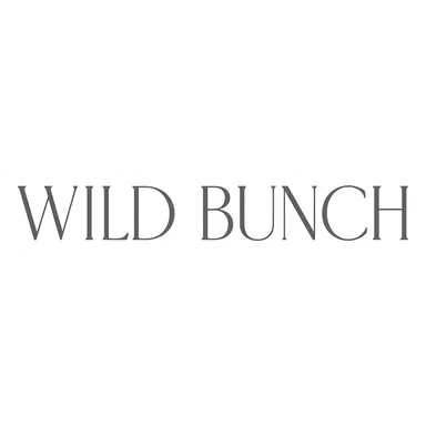 modern grey wordmark of WILD BUNCH with thin, graceful lines, luxury feel sticker