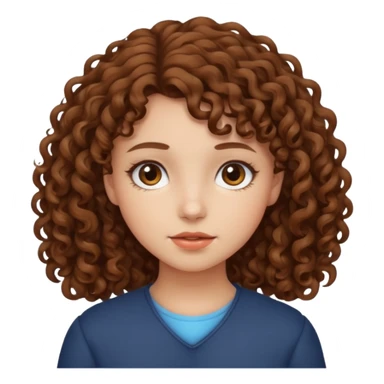 girl with brown curly hair, neutral expression sticker