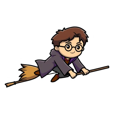 Harry Potter flying on a broomstick sticker
