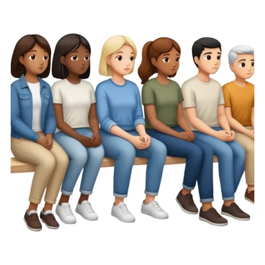 row of people facing away sitting  sticker