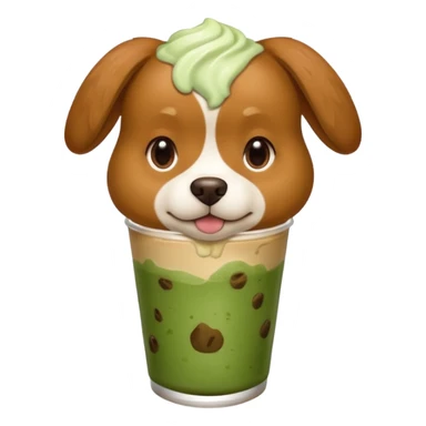Ah dog who is holding a iced matcha latte sticker