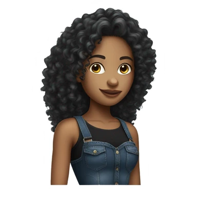 Realistic pretty brazilian young women with long curly hair with black crop top and very baggy jeans  sticker